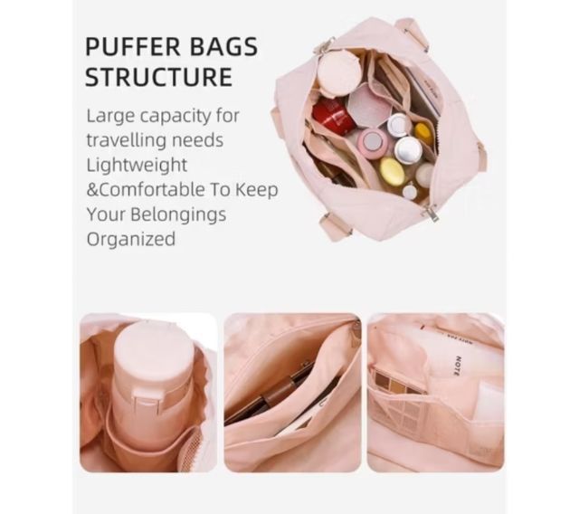 กระเป๋าPuffy ถือ  หรือสะพายสายยาว สีม่วงพาสเทล รูปที่ 4