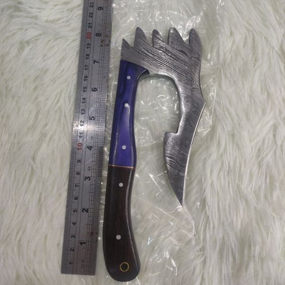 ขวาน ทำมือ custom clever chopper axe เหล็ก Damascus ด้ามไม้สวยงาม ไม่ผ่านการใช้งาน รูปที่ 14