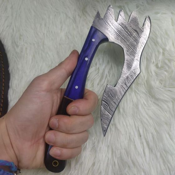 ขวาน ทำมือ custom clever chopper axe เหล็ก Damascus ด้ามไม้สวยงาม ไม่ผ่านการใช้งาน รูปที่ 10