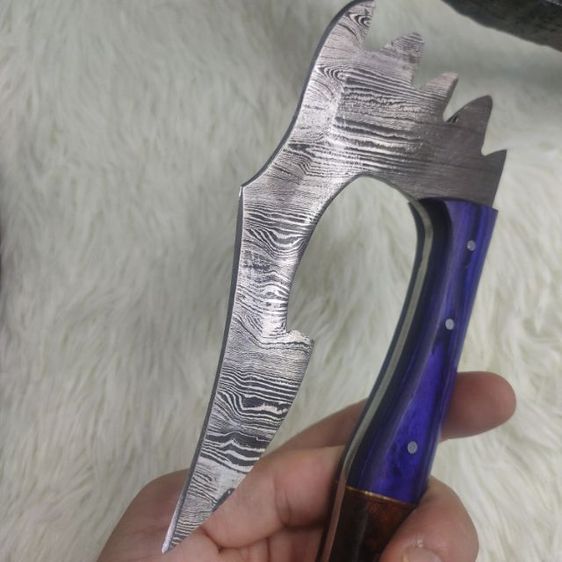 ขวาน ทำมือ custom clever chopper axe เหล็ก Damascus ด้ามไม้สวยงาม ไม่ผ่านการใช้งาน รูปที่ 11