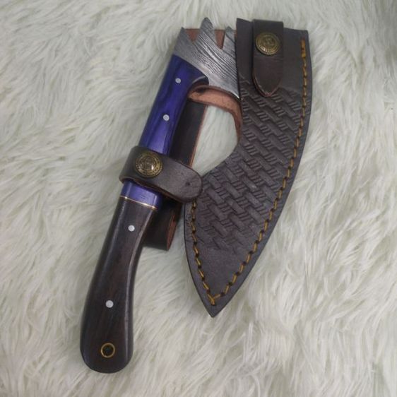 ขวาน ทำมือ custom clever chopper axe เหล็ก Damascus ด้ามไม้สวยงาม ไม่ผ่านการใช้งาน รูปที่ 12