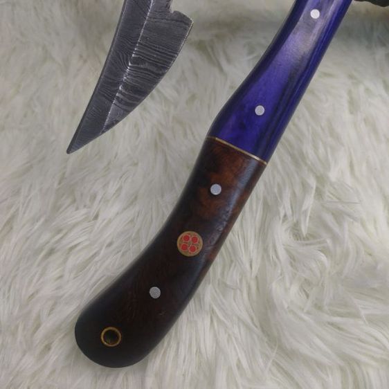 ขวาน ทำมือ custom clever chopper axe เหล็ก Damascus ด้ามไม้สวยงาม ไม่ผ่านการใช้งาน รูปที่ 8