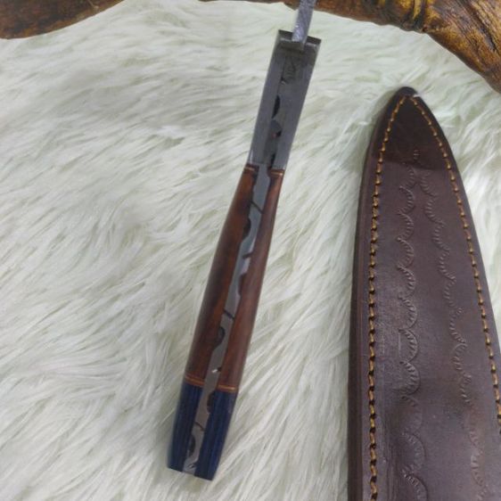 มีดใบตาย เดกเกอร์ Damascus งาน สั่งทำ USA ด้ามไม้ สวย ไม่เคยผ่านการใช้ รูปที่ 4