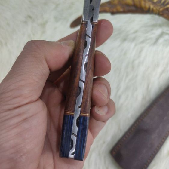 มีดใบตาย เดกเกอร์ Damascus งาน สั่งทำ USA ด้ามไม้ สวย ไม่เคยผ่านการใช้ รูปที่ 9