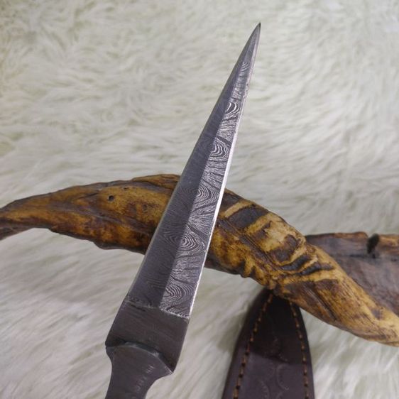 มีดใบตาย เดกเกอร์ Damascus งาน สั่งทำ USA ด้ามไม้ สวย ไม่เคยผ่านการใช้ รูปที่ 5