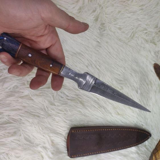 มีดใบตาย เดกเกอร์ Damascus งาน สั่งทำ USA ด้ามไม้ สวย ไม่เคยผ่านการใช้ รูปที่ 6