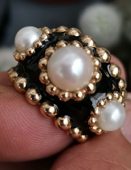 แหวน Vintage Chanel 18K Yellow Gold Pearl Beaded Cocktail Ring หายากที่สุด ราคาถูกที่สุดครับ รูปที่ 6