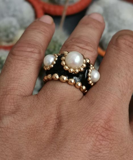 แหวน Vintage Chanel 18K Yellow Gold Pearl Beaded Cocktail Ring หายากที่สุด ราคาถูกที่สุดครับ รูปที่ 14