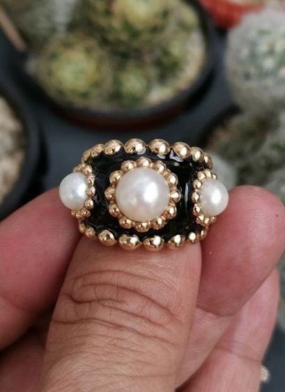 แหวน Vintage Chanel 18K Yellow Gold Pearl Beaded Cocktail Ring หายากที่สุด ราคาถูกที่สุดครับ รูปที่ 5