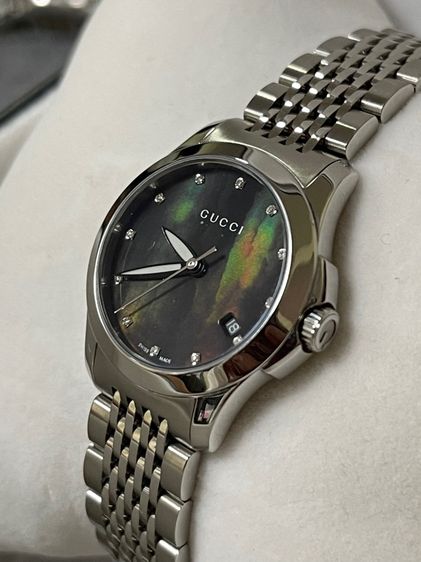 ดำ GUCCI G Timeless 27 mm Mother of Pearl Diamond Lady Swiss Watch