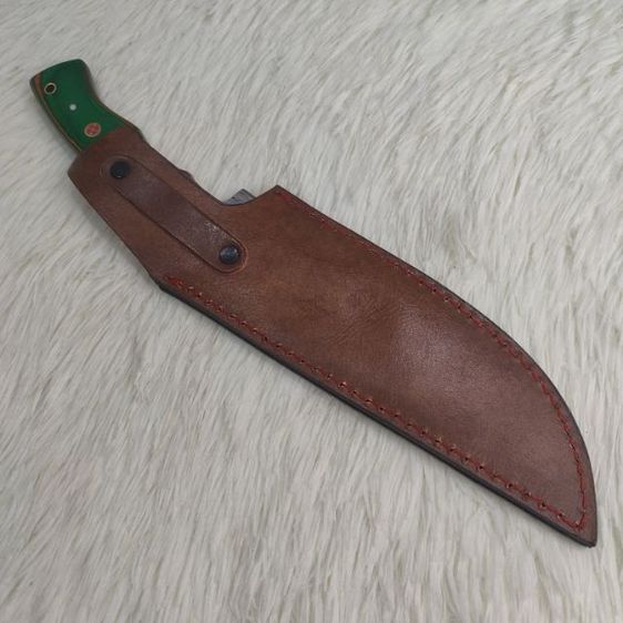 มีดใบตาย เหล็ก ดามัสกัสทรงแปลก ใบมีด 6 นิ้ว ด้ามไม้ แข็งไม้มะกอก ซองหนังหนาๆ งาน อเมริกา  รูปที่ 14