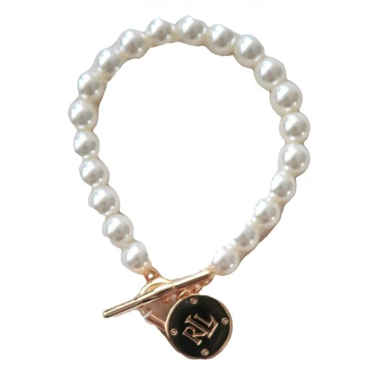 สร้อยข้อมือ Lauren Ralph Lauren  Pearl Like Beaded Gold tone Padlock braclet  งานแท้ 💯 รูปที่ 13