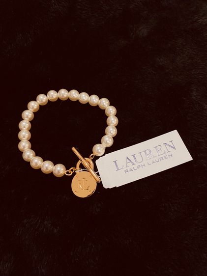 สร้อยข้อมือ Lauren Ralph Lauren  Pearl Like Beaded Gold tone Padlock braclet  งานแท้ 💯 รูปที่ 12