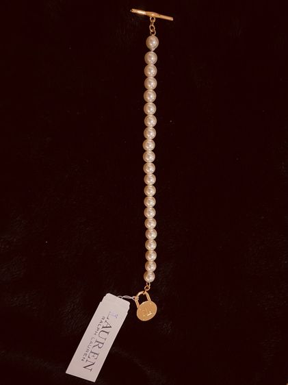 สร้อยข้อมือ Lauren Ralph Lauren  Pearl Like Beaded Gold tone Padlock braclet  งานแท้ 💯 รูปที่ 6