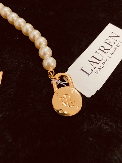 สร้อยข้อมือ Lauren Ralph Lauren  Pearl Like Beaded Gold tone Padlock braclet  งานแท้ 💯 รูปที่ 7