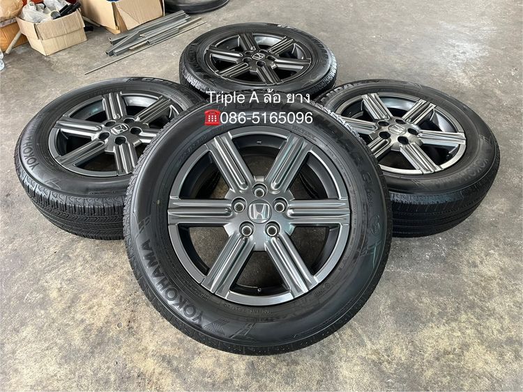 ✨ล้อแม็ก 5รู114✨Honda ขอบ 17 สีเทา แถมยาง 225-65-17 Yokohama ปลายปี 20