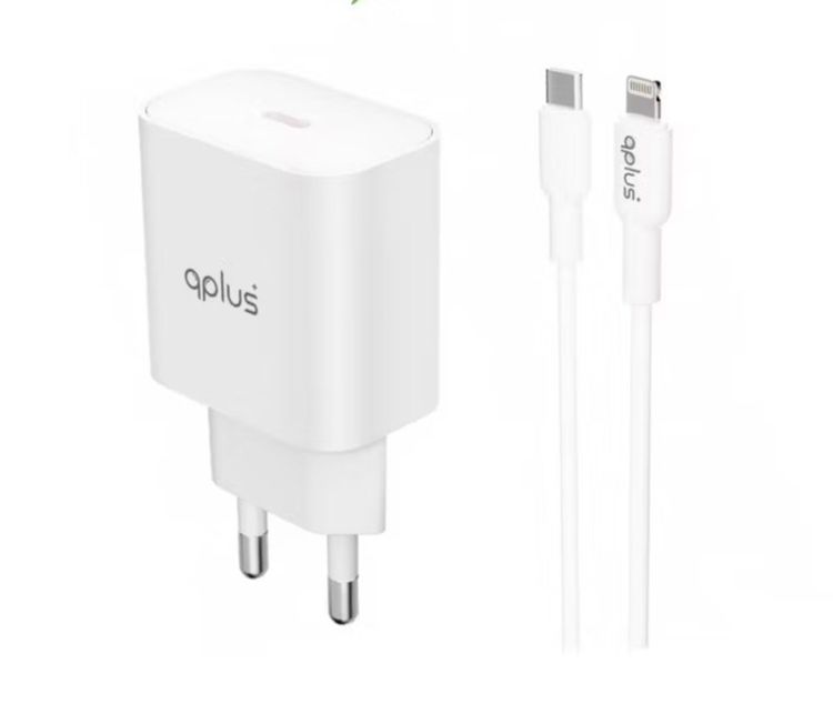 ชุดสายชาร์จ QPLUS wall Charger usb c 20w พร้อมสายชาร์จ usb c to lighting 1 m
