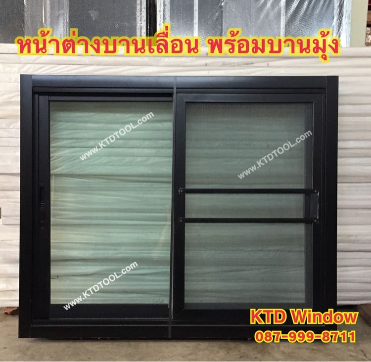 อื่นๆ บานเลื่อน100x100 พร้อมบานมุ้ง หน้าต่างกระจก บานเื่อน อลูมิเนียมสำเร็จรูป สีดำ กระจกเขียวใส