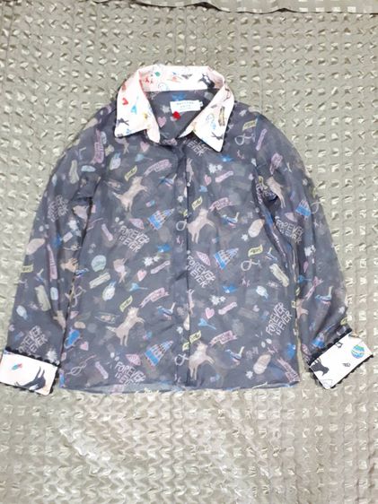 มือสอง  เสื้อเชิ้ตแขนยาวสีเทา ป้าย Matilda  ไซส์ S