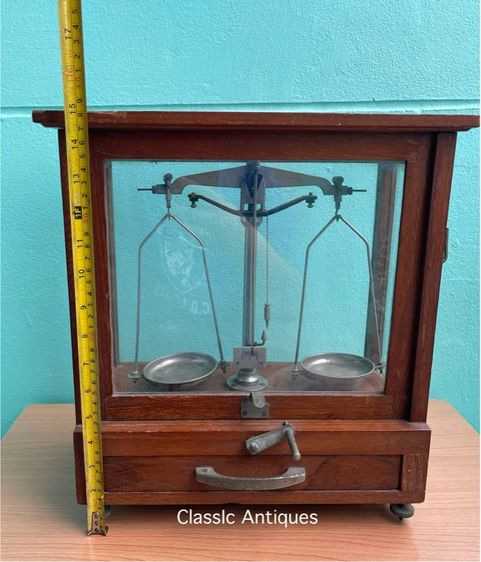 ตู้ชั่ง ทองโบราณ ตาชั่งยาจีนเก่าสะสม A10 รูปที่ 16