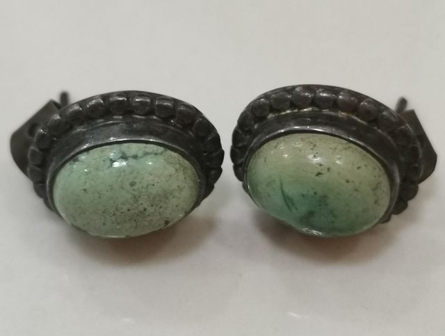 ต่างหูเงินแท้ค้อยเขียว งานเก่า สวยมาก ราคาเบาๆครับ รูปที่ 2