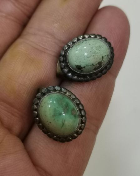 ต่างหูเงินแท้ค้อยเขียว งานเก่า สวยมาก ราคาเบาๆครับ รูปที่ 5