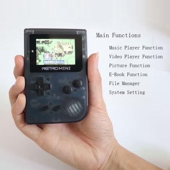 เครื่องเล่นเกมส์ Retro mini gameboy สีดำ รูปที่ 6