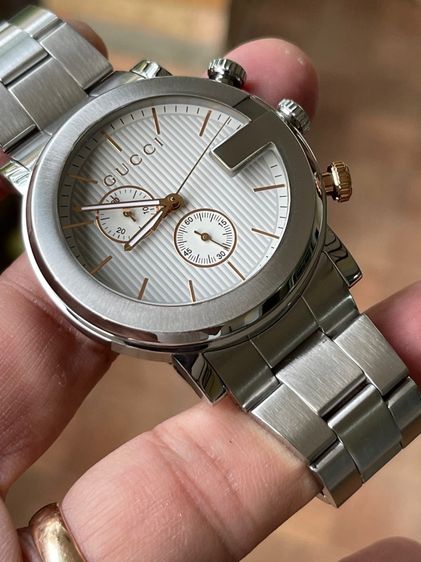 GUCCI G-Chrono 101M Chronograph 44 mm Mens Watch Stainless Steel All White Gold YA101306 รูปที่ 9