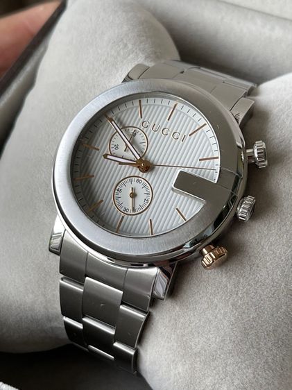 GUCCI G-Chrono 101M Chronograph 44 mm Mens Watch Stainless Steel All White Gold YA101306 รูปที่ 17
