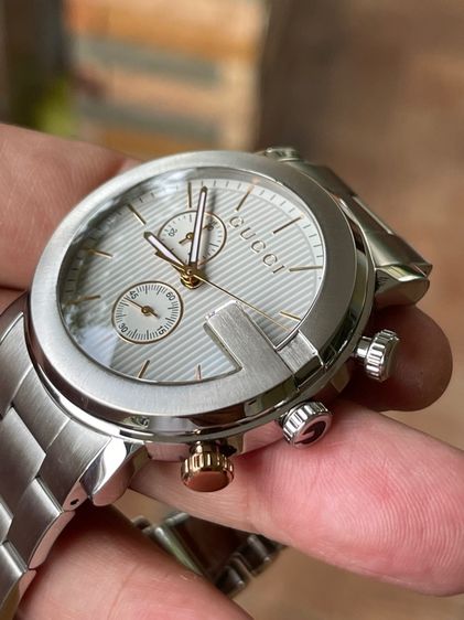 GUCCI G-Chrono 101M Chronograph 44 mm Mens Watch Stainless Steel All White Gold YA101306 รูปที่ 11