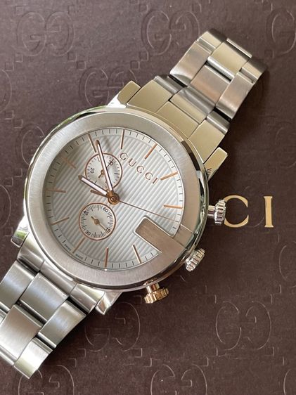 GUCCI G-Chrono 101M Chronograph 44 mm Mens Watch Stainless Steel All White Gold YA101306 รูปที่ 7
