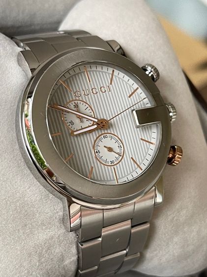 GUCCI G-Chrono 101M Chronograph 44 mm Mens Watch Stainless Steel All White Gold YA101306 รูปที่ 4