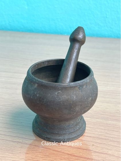 ครก ตำหมาก ครกบดยาจีน ทองเหลืองสะสมA4