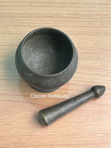 ครก ตำหมาก ครกบดยาจีน ทองเหลืองสะสมA4 รูปที่ 7