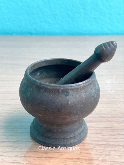 ครก ตำหมาก ครกบดยาจีน ทองเหลืองสะสมA4 รูปที่ 4