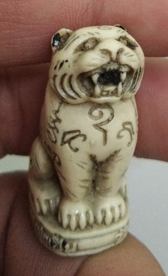 75458-เสือหลวงพ่อเปิ่น วัดบางพระ ใต้ฐานอุดกริ่ง เนื้อเรซิ่นเก่า ยันต์รอบ