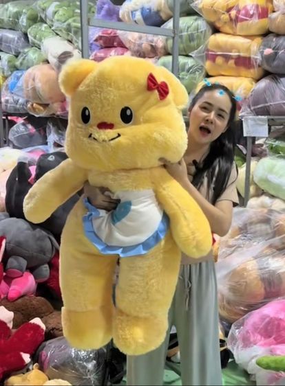 ตุ๊กตาหมีเนยสีเบจไซส์ใหญ่ รูปที่ 3