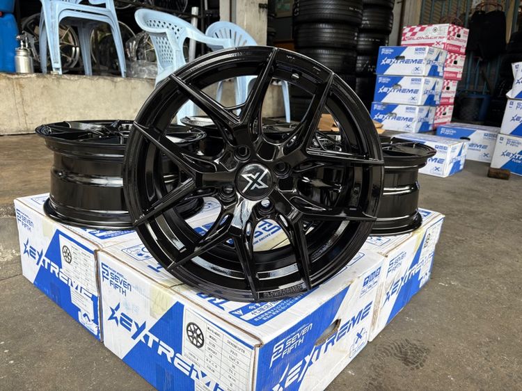ล้อแม็กมือ1 ขอบ15 FX15 4รู100 กว้าง7 ออฟ35 สีดำเงา ล้อเบา FLOW FORMING งานSEVENFIFTH งานสวยมากๆ รูปที่ 4