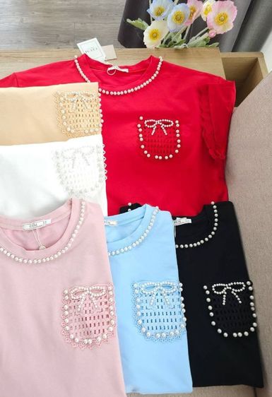 งานป้ายCHOM 
อกหน้าผ้า 46 ยาว27 ผ้ายืด ผ้าเด้งงานปักลายน่ารักมากๆ รูปที่ 8