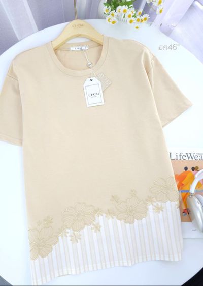 งานป้ายCHOM 
อกหน้าผ้า 46 ยาว27 ผ้ายืด ผ้าเด้งงานปักลายน่ารักมากๆ รูปที่ 5