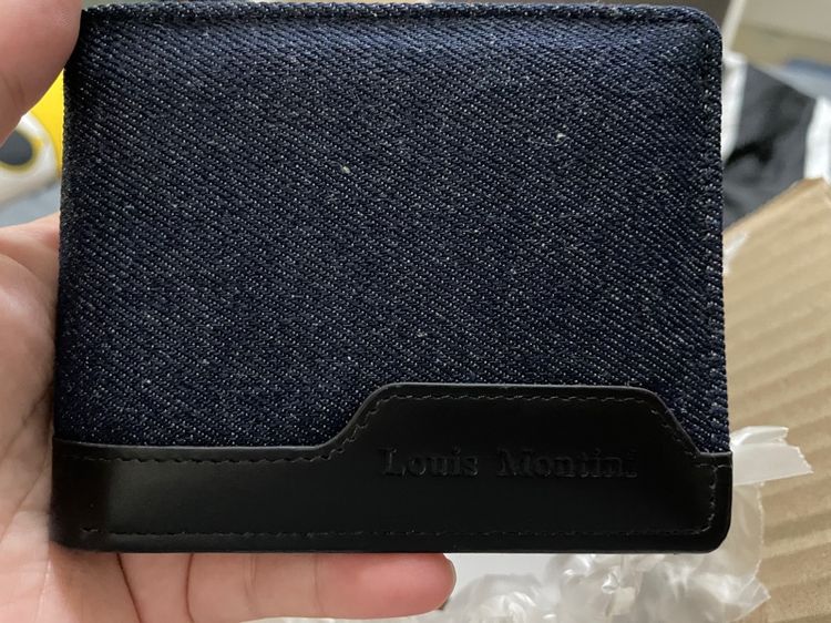 กระเป๋าสตางค์สีดำยีนส์ ด้านในสีน้ำตาลออกสีขี้ม้า Louis montini กล่องครบ