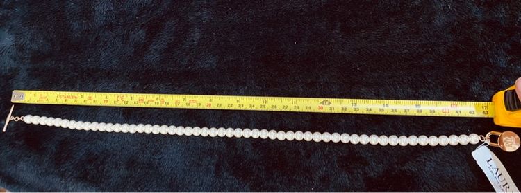 สร้อยแบรนด์นำเข้าแท้ 💯Ralph Lauren rasin pearl  with  RLL Logo Gold Padlock Necklace ส่งฟรี รูปที่ 10