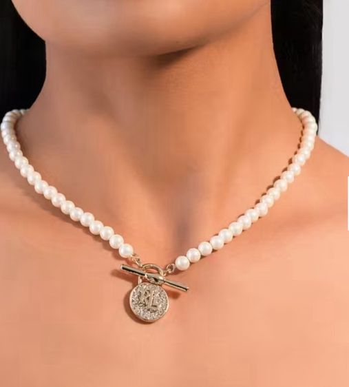 สร้อยแบรนด์นำเข้าแท้ 💯Ralph Lauren rasin pearl  with  RLL Logo Gold Padlock Necklace ส่งฟรี รูปที่ 11