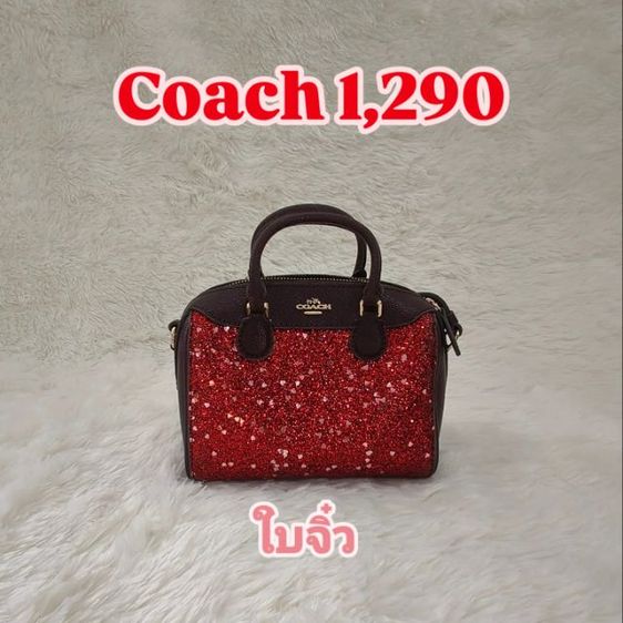 หญิง แดง หนัง PU กระเป๋าใบจิ๋ว Coach มีสายสะพายยาว มือสองสภาพดี