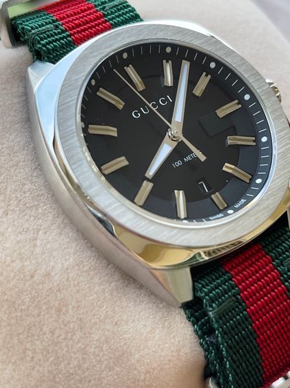GUCCI GG2570 Blue Dial 40 mm Green and Red Nylon Watch YA142305 รูปที่ 5