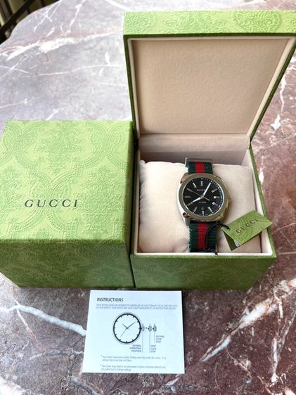 GUCCI GG2570 Blue Dial 40 mm Green and Red Nylon Watch YA142305 รูปที่ 2