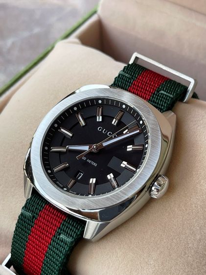 GUCCI GG2570 Blue Dial 40 mm Green and Red Nylon Watch YA142305 รูปที่ 4