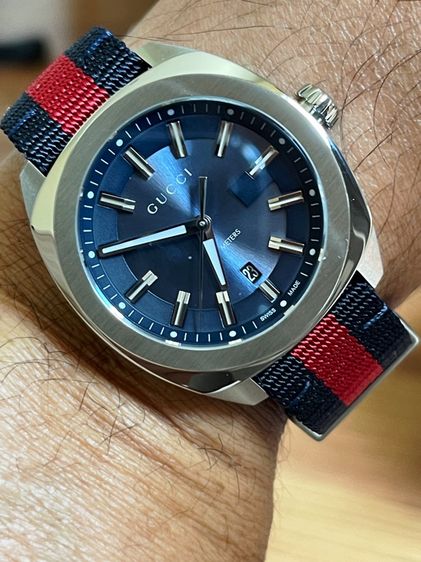 GUCCI GG2570 Blue Dial 41 mm Blue and Red Nylon Watch YA142303 รูปที่ 18