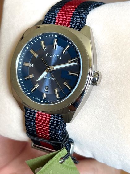 GUCCI GG2570 Blue Dial 41 mm Blue and Red Nylon Watch YA142303 รูปที่ 4