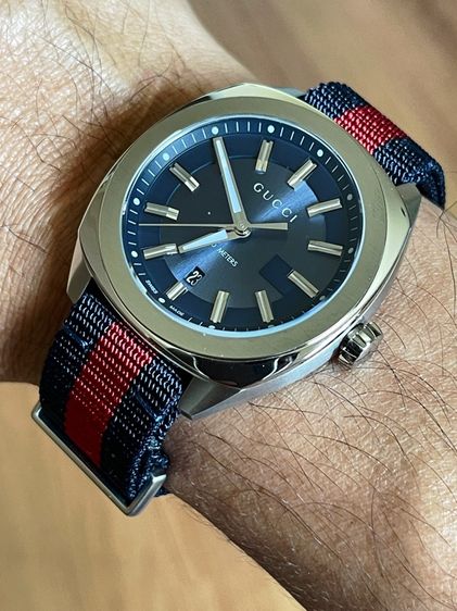 GUCCI GG2570 Blue Dial 41 mm Blue and Red Nylon Watch YA142303 รูปที่ 14